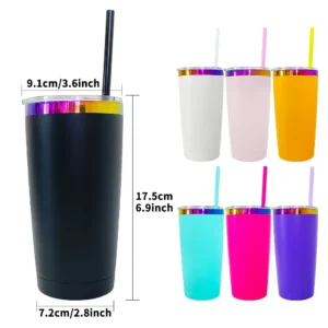 Black Rainbow Tumbler 20oz Water Bottle